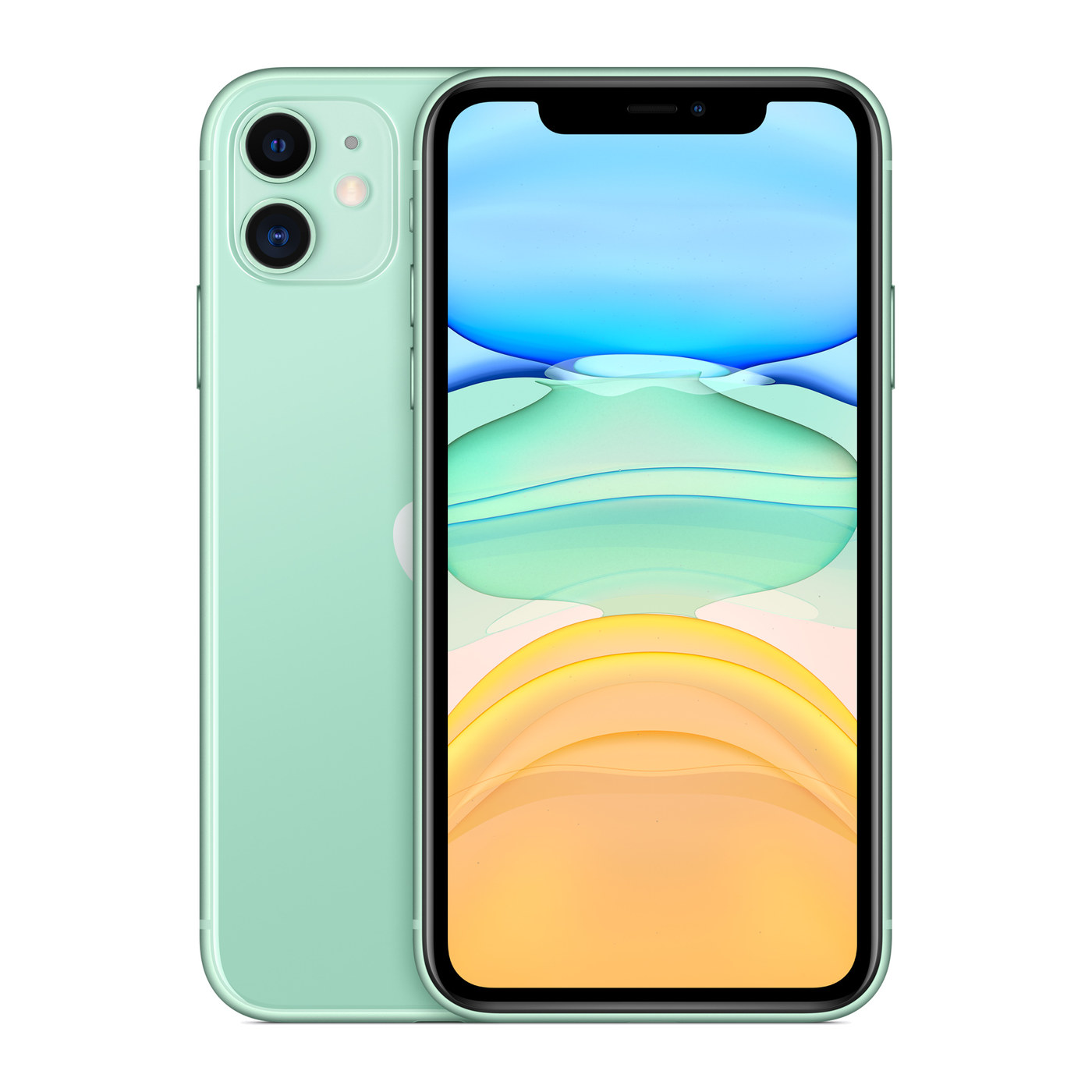 iPhone 11 Green, front and back