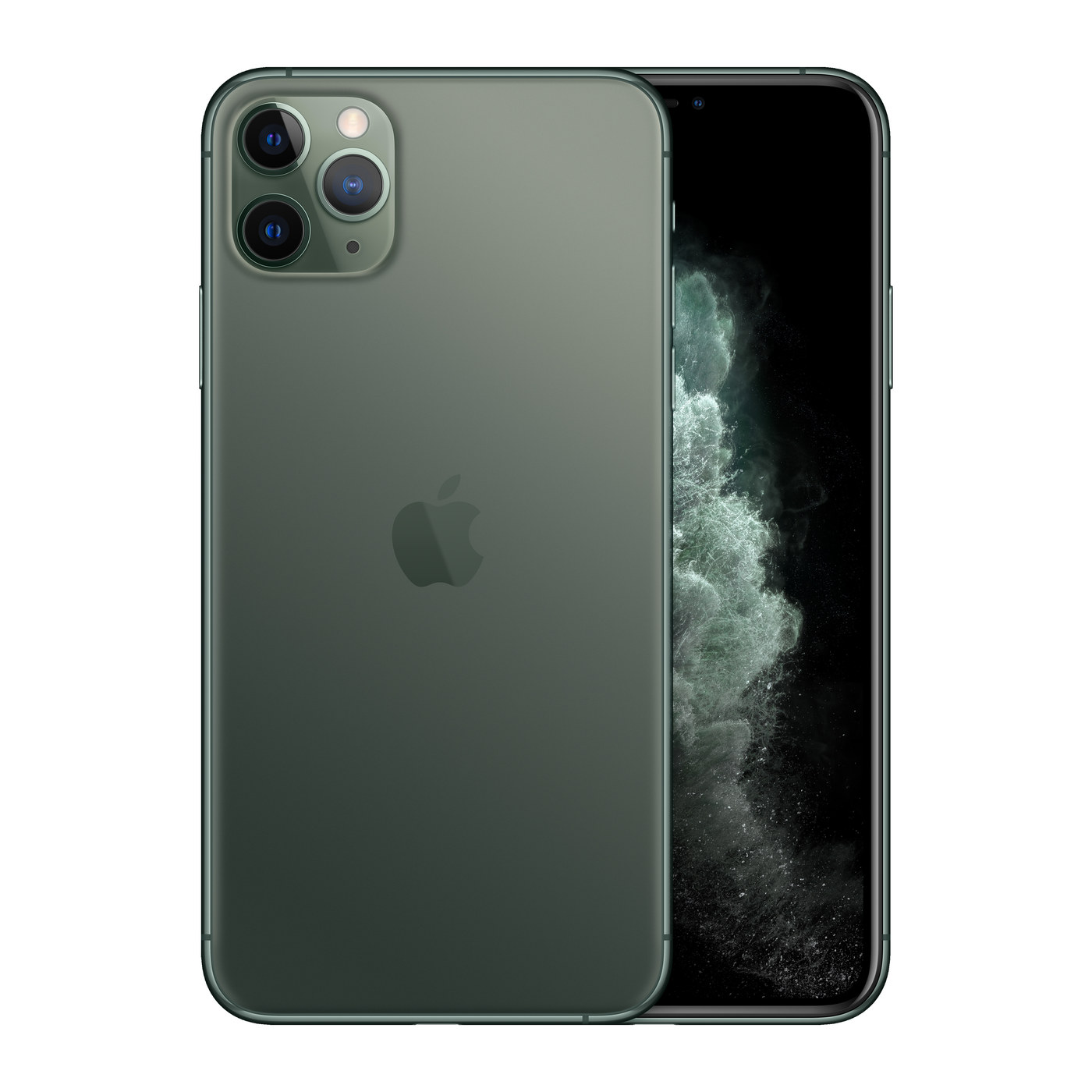 iPhone 11 Pro Max Midnight Green, front and back