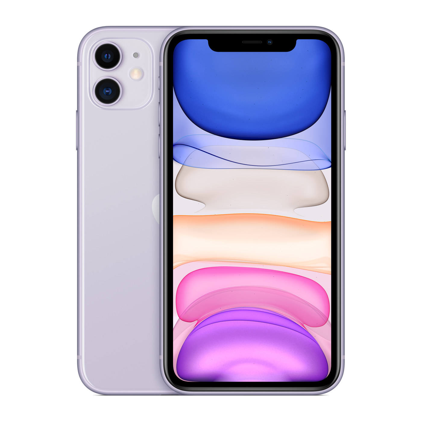 iPhone 11 Purple, front and back
