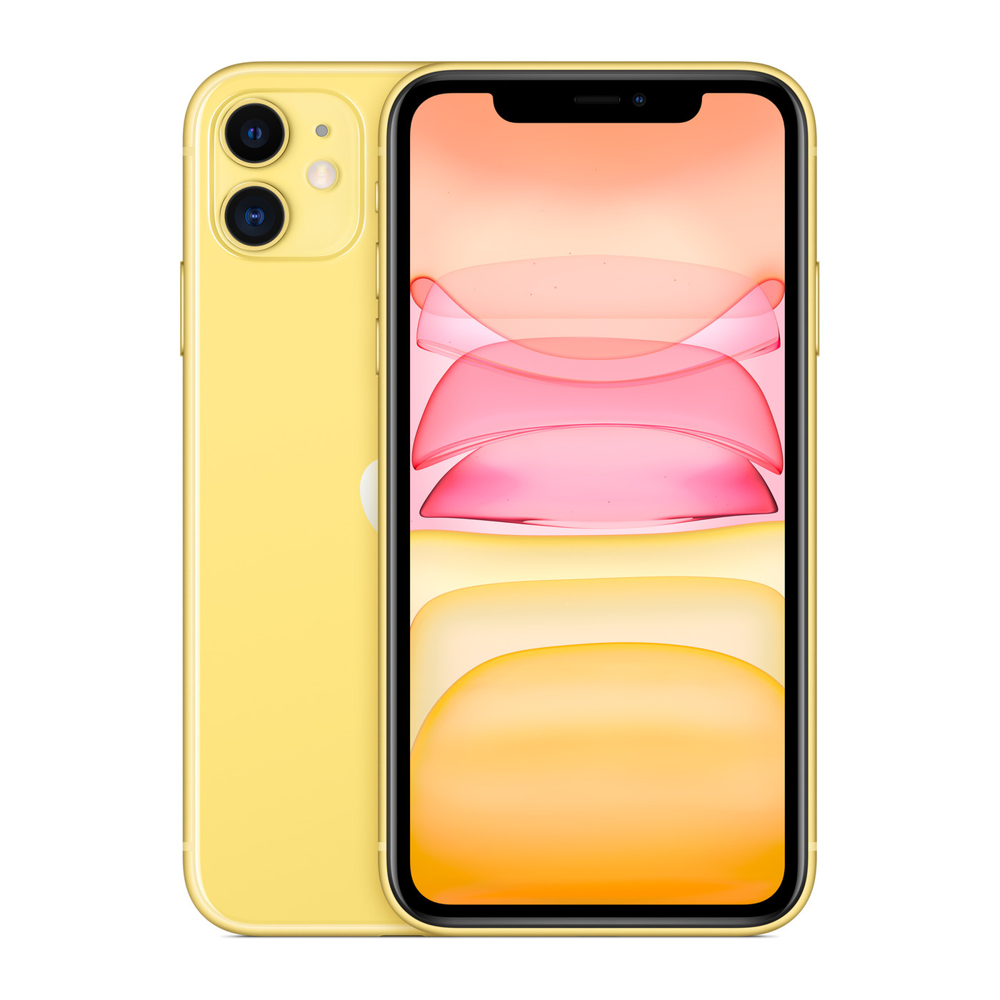 iPhone 11 Yellow, front and back