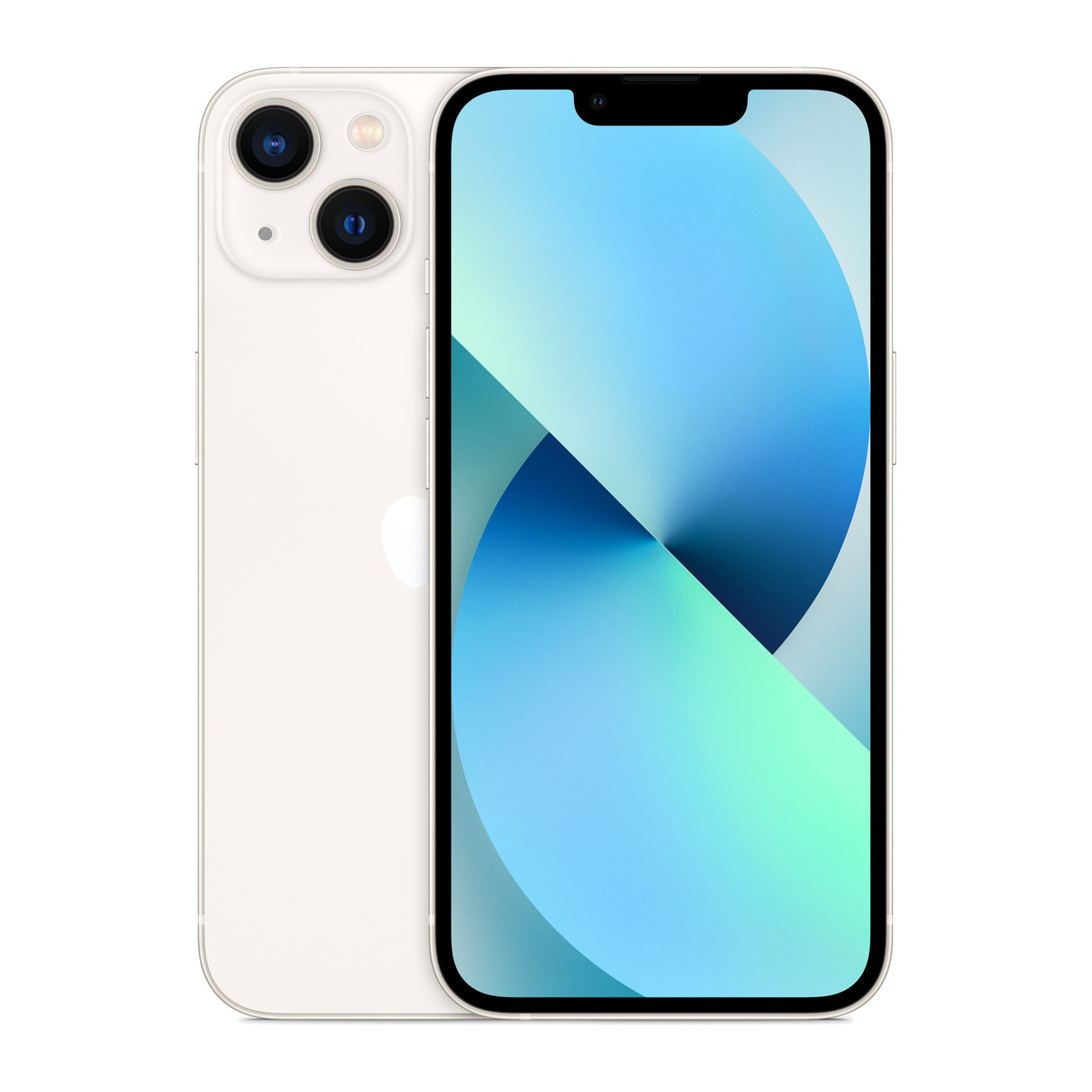 iPhone 13 Starlight, front and back
