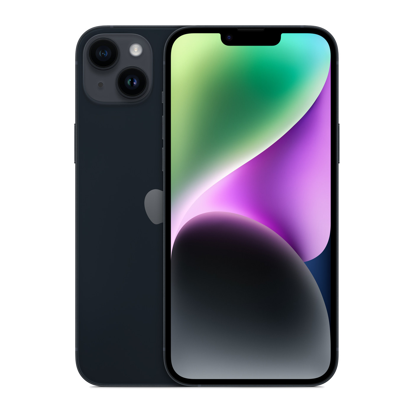 iPhone 14 Plus Midnight, front and back