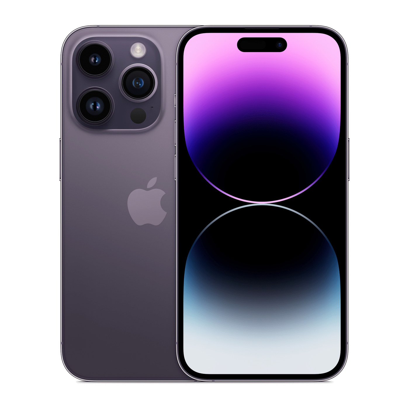 iPhone 14 Pro Deep Purple, front and back