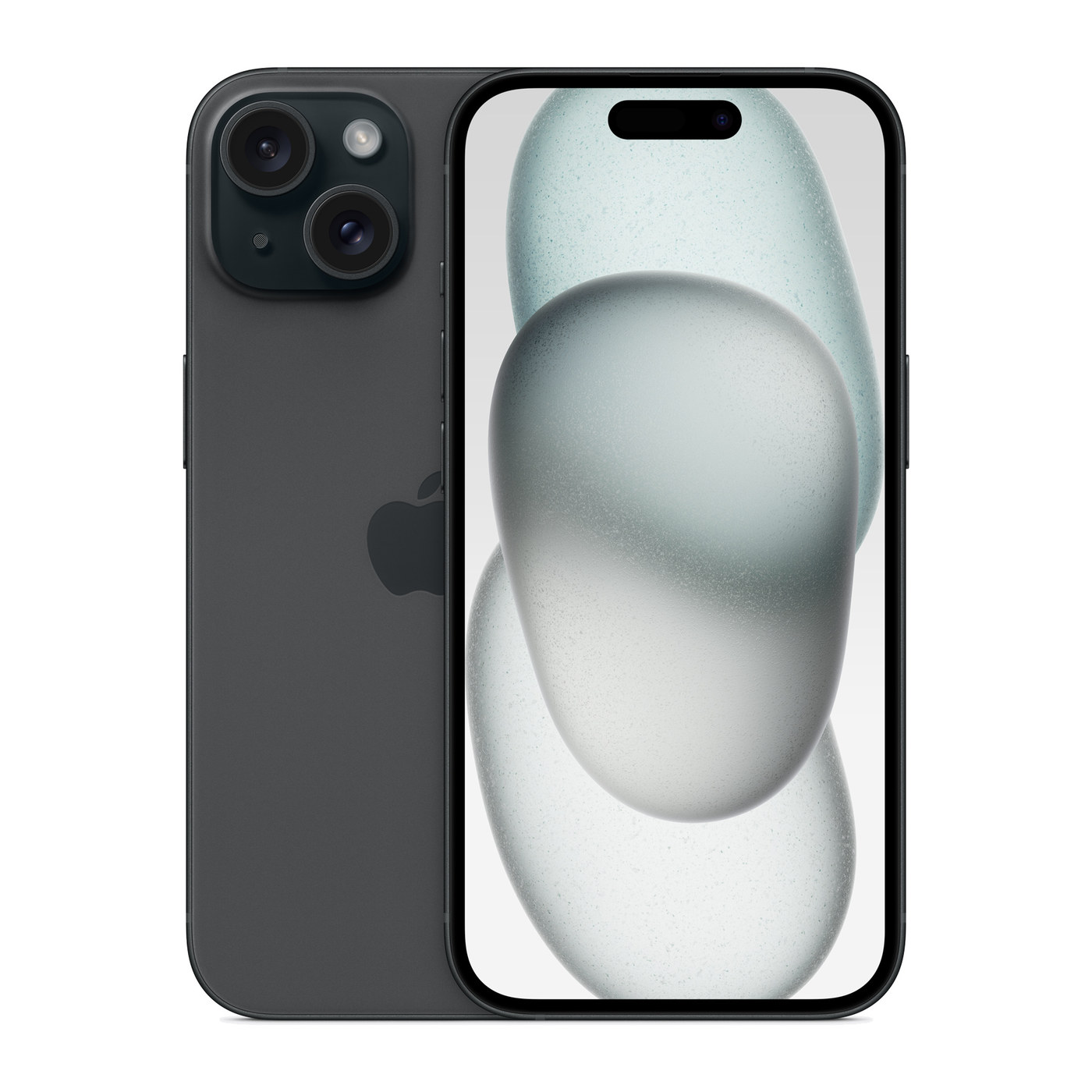iPhone 15 Black, front and back