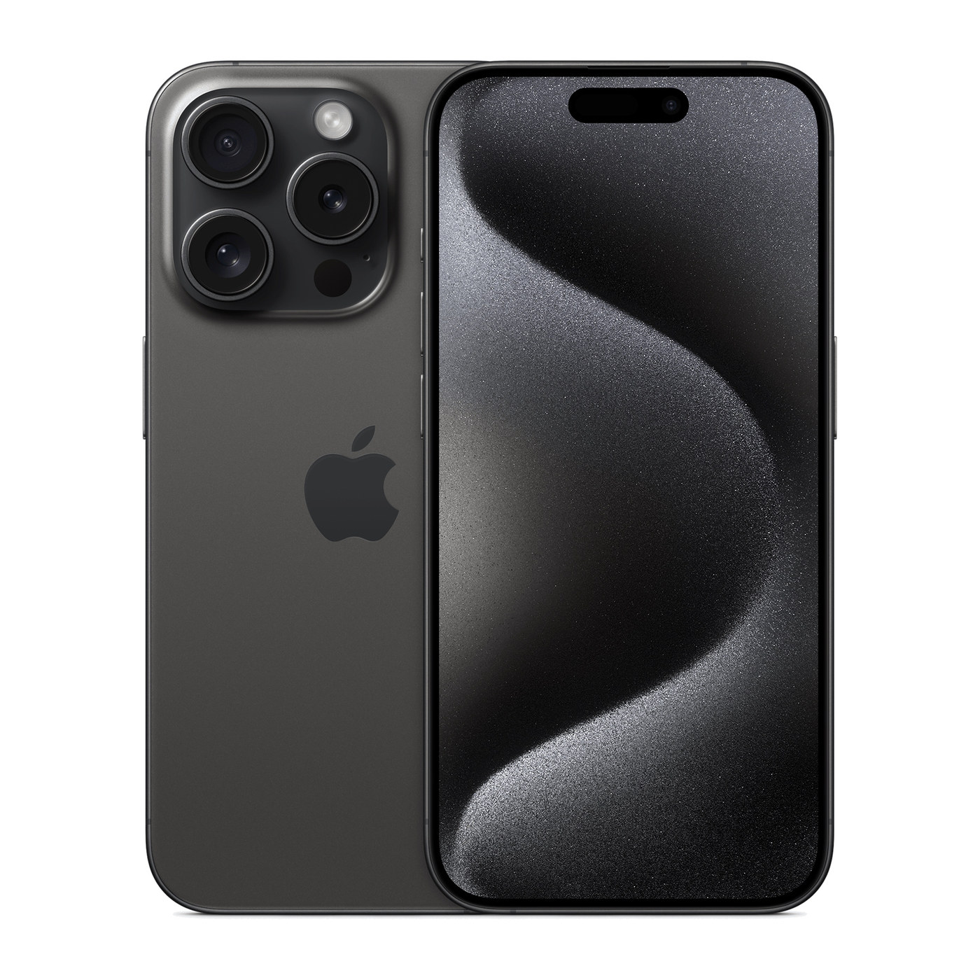 iPhone 15 Pro Black Titanium, front and back