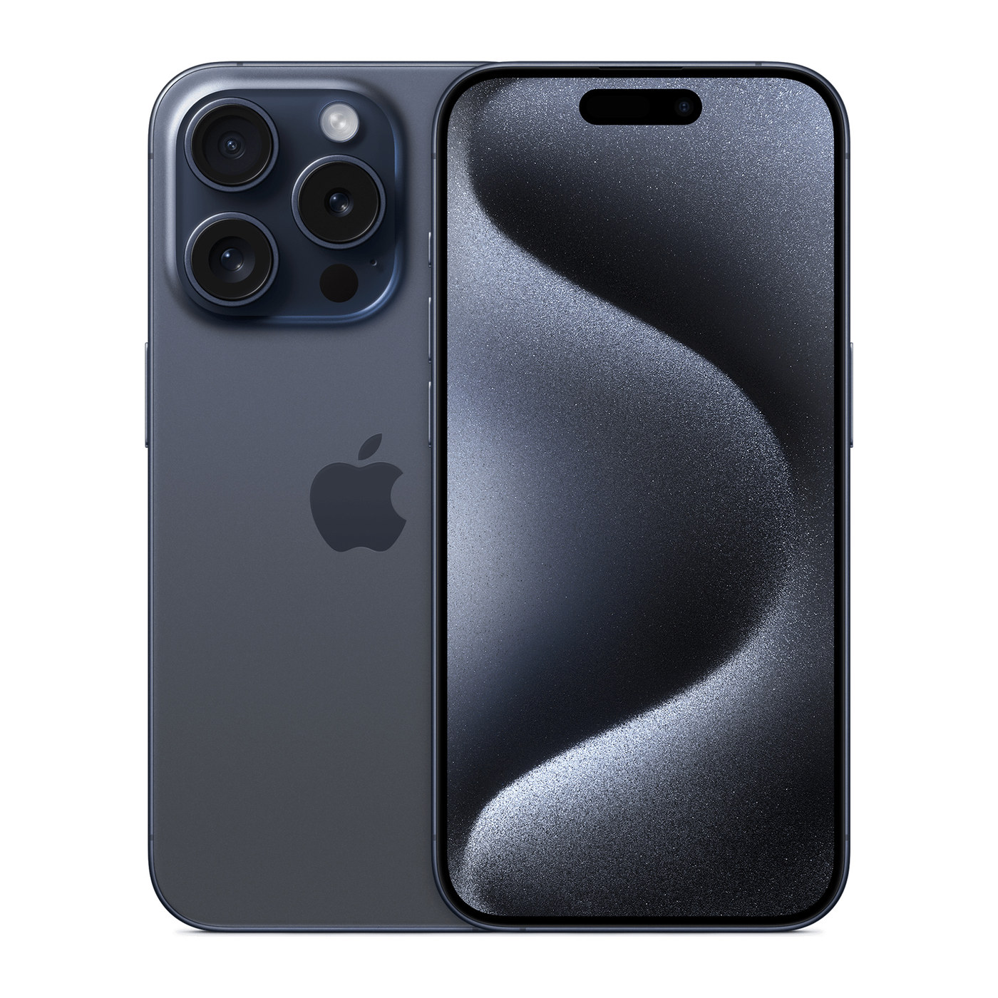 iPhone 15 Pro Blue Titanium, front and back
