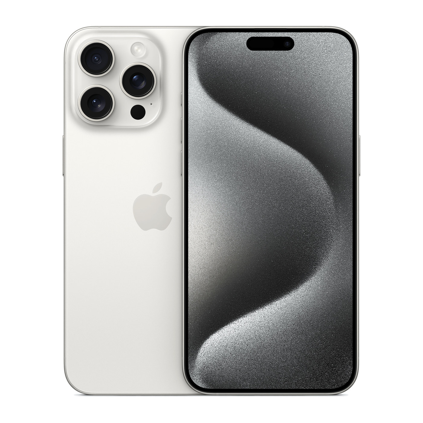 iPhone 15 Pro Max White Titanium, front and back