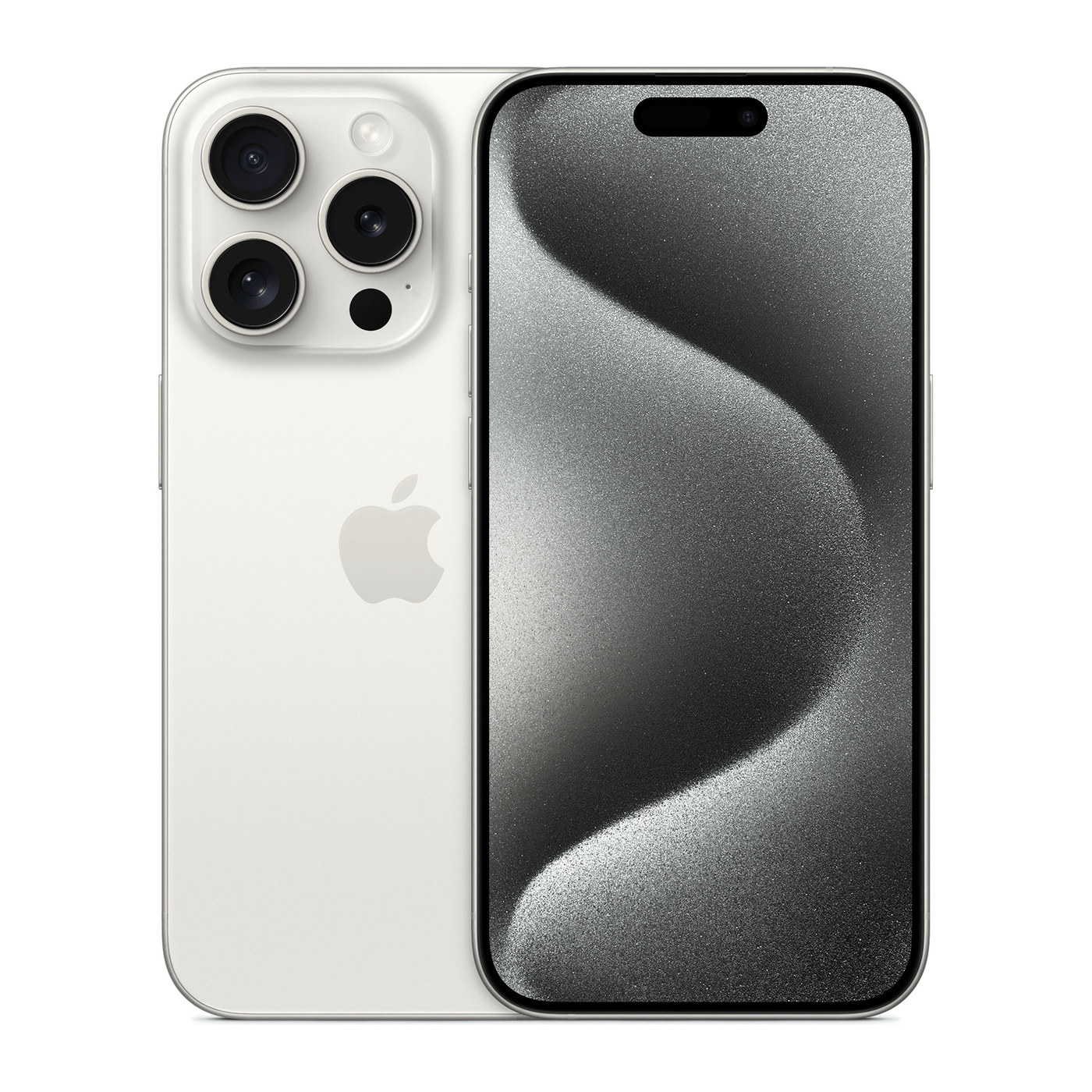 iPhone 15 Pro White Titanium, front and back