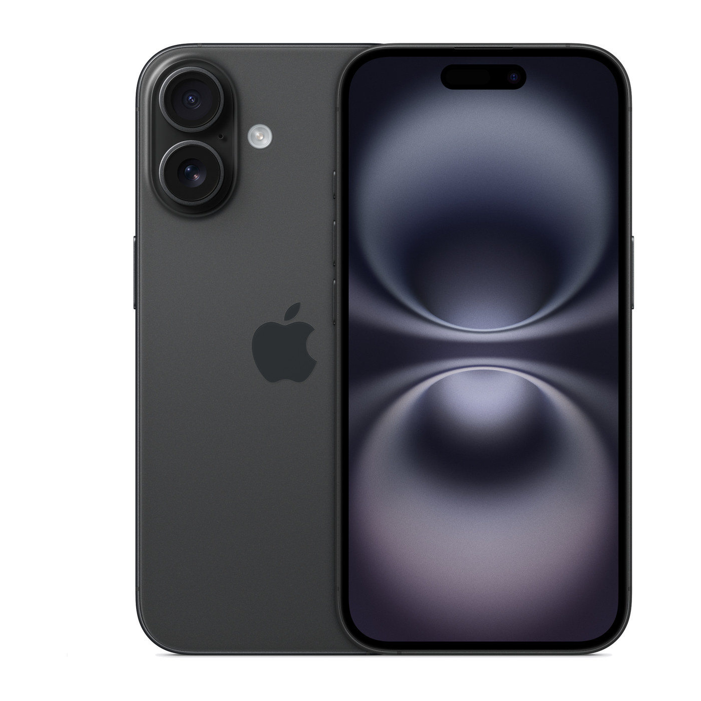iPhone 16 Black, front and back