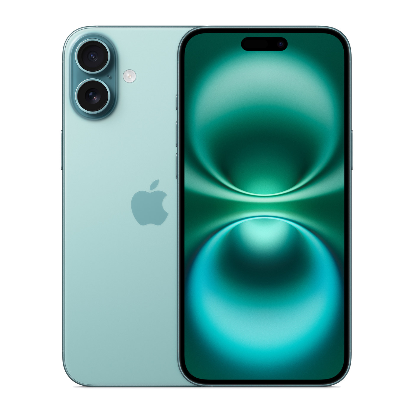 iPhone 16 Plus Teal, front and back