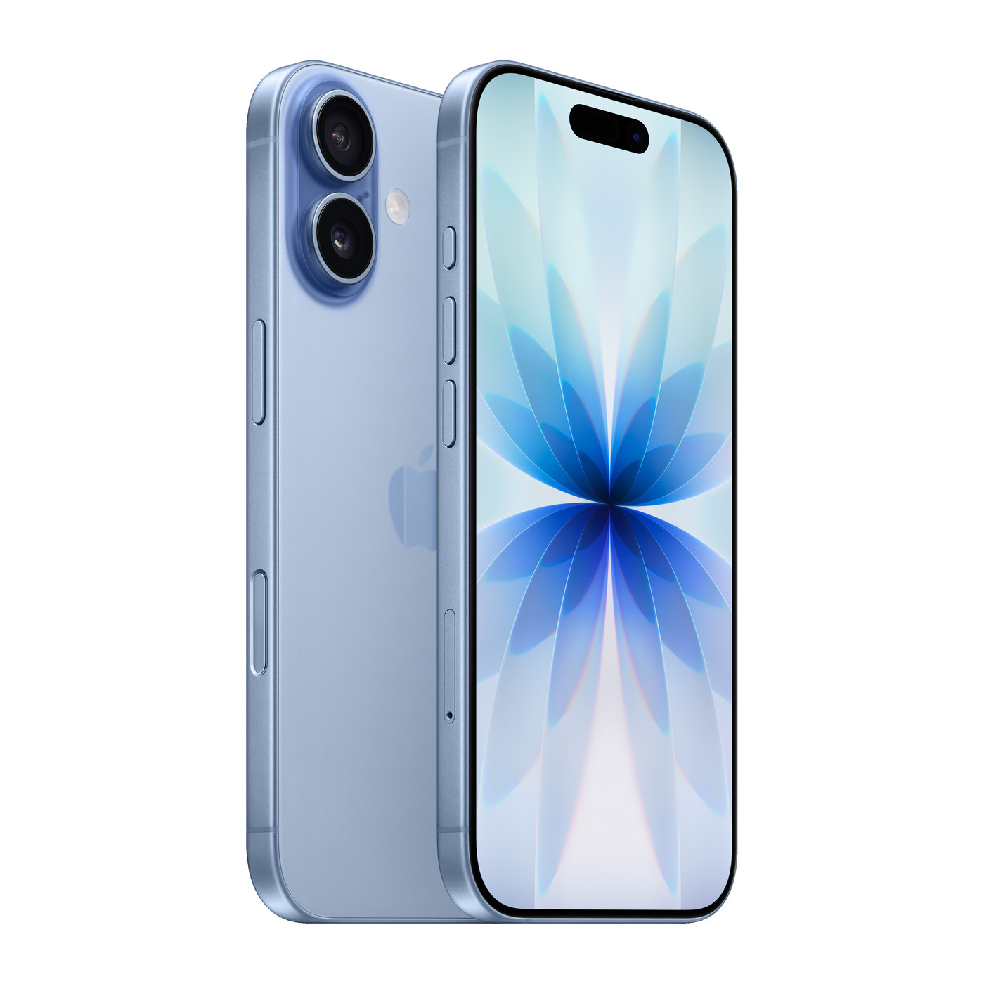 iPhone 17 Mist Blue, front and back
